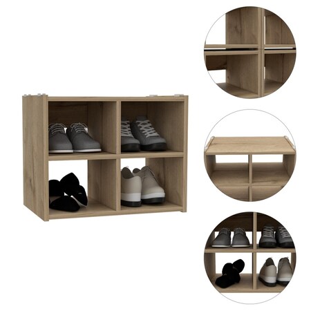 Tuhome Entryway Stackable Storage Unit, Four Cube Spaces, Light Oak ZLD5658